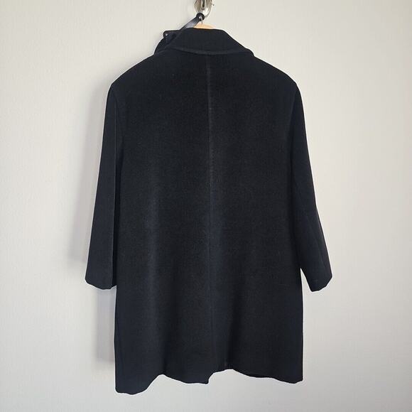 Cinzia Rocca Italy Black 100% Lana Wool Women's Belted Coat Jacket Size 12 - Picture 2 of 7